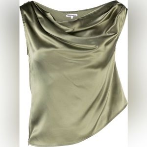 NEW Reformation annika silk draped off shoulder in sage green